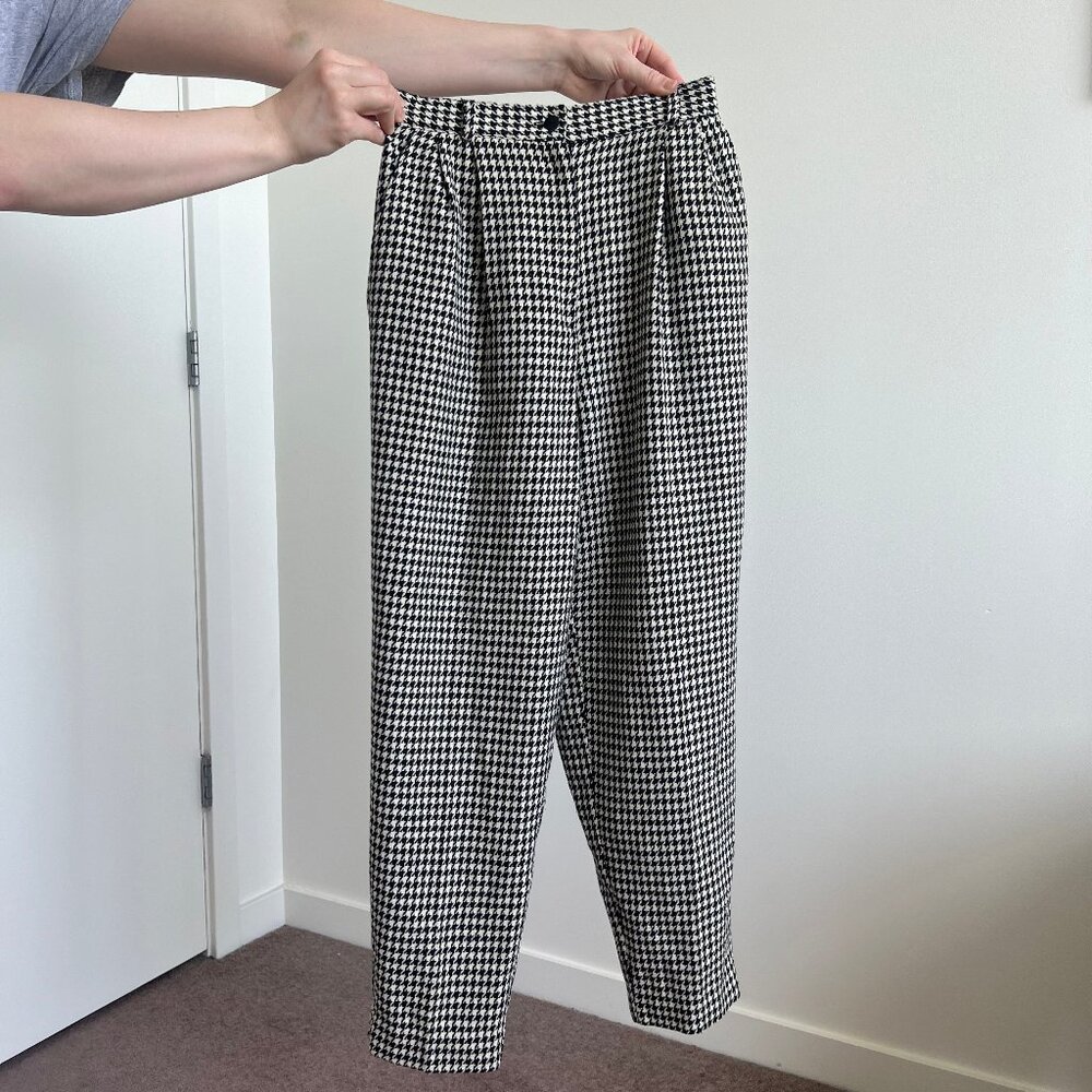 Vintage Black and Off White Houndstooth Pants Size 8P